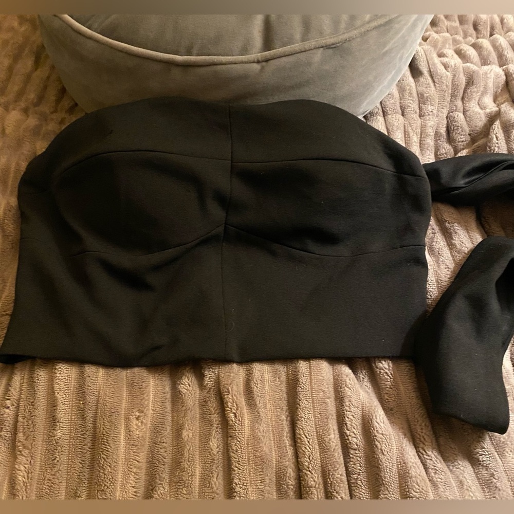 Black Cropped Women’s Bandeau like wrap Women’s Top Vacation Sexy Medium Padded - Picture 11 of 12